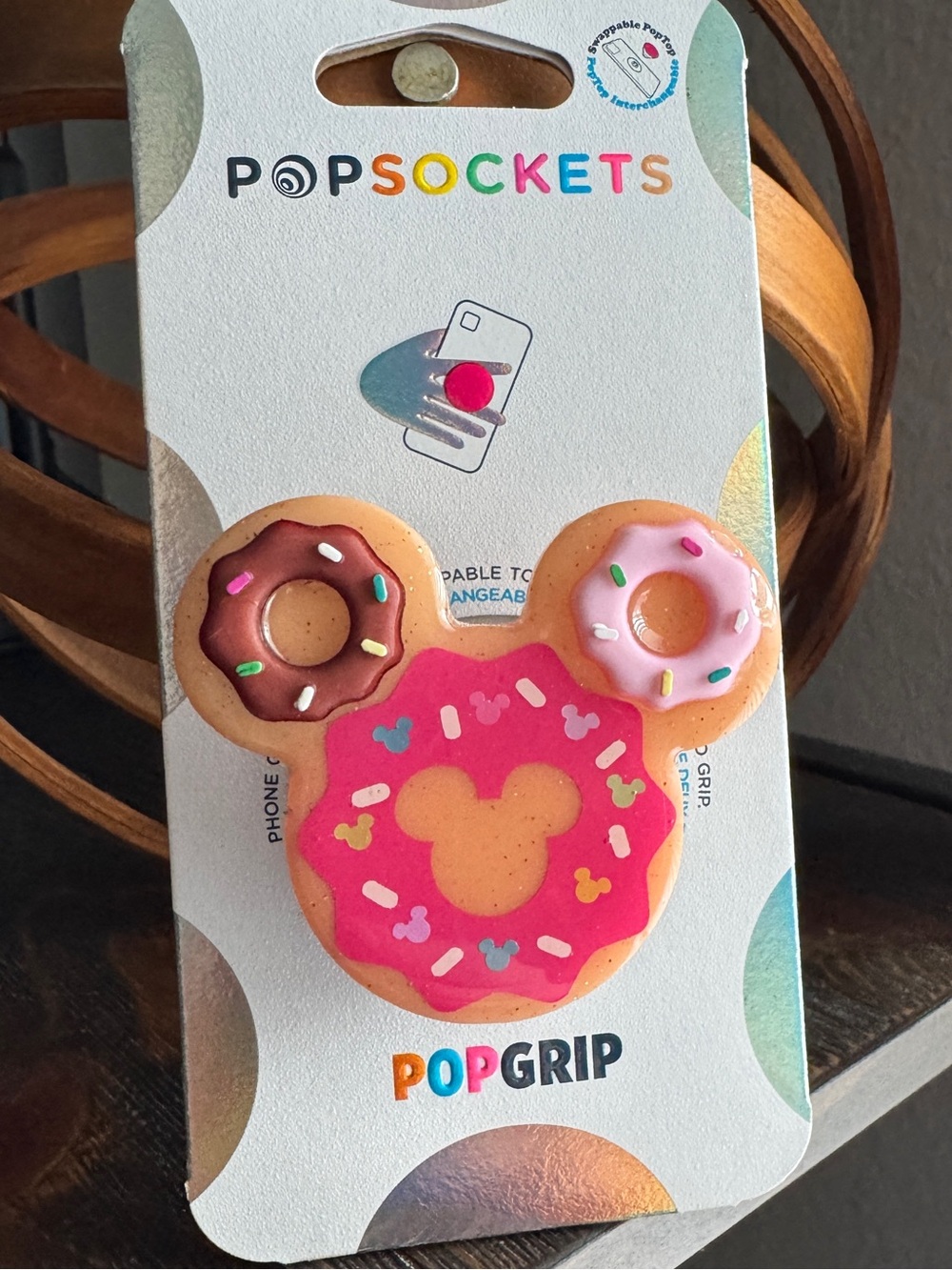 Pink Sprinkle Donut Mickey Minnie Popsocket Phone Grip